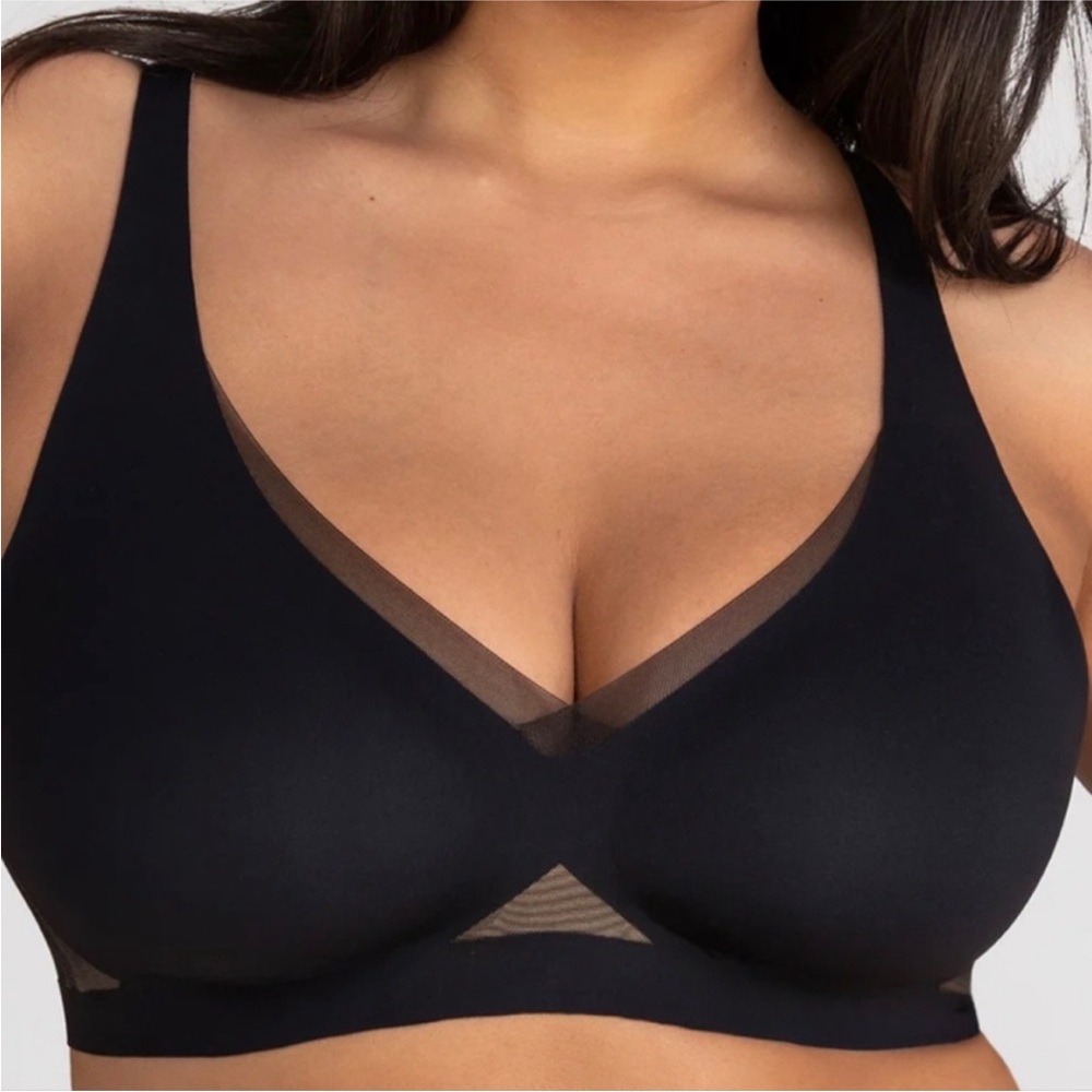 Honeylove CrossOver Wireless Bra Black Plus Size 2X Supportive Comfortable